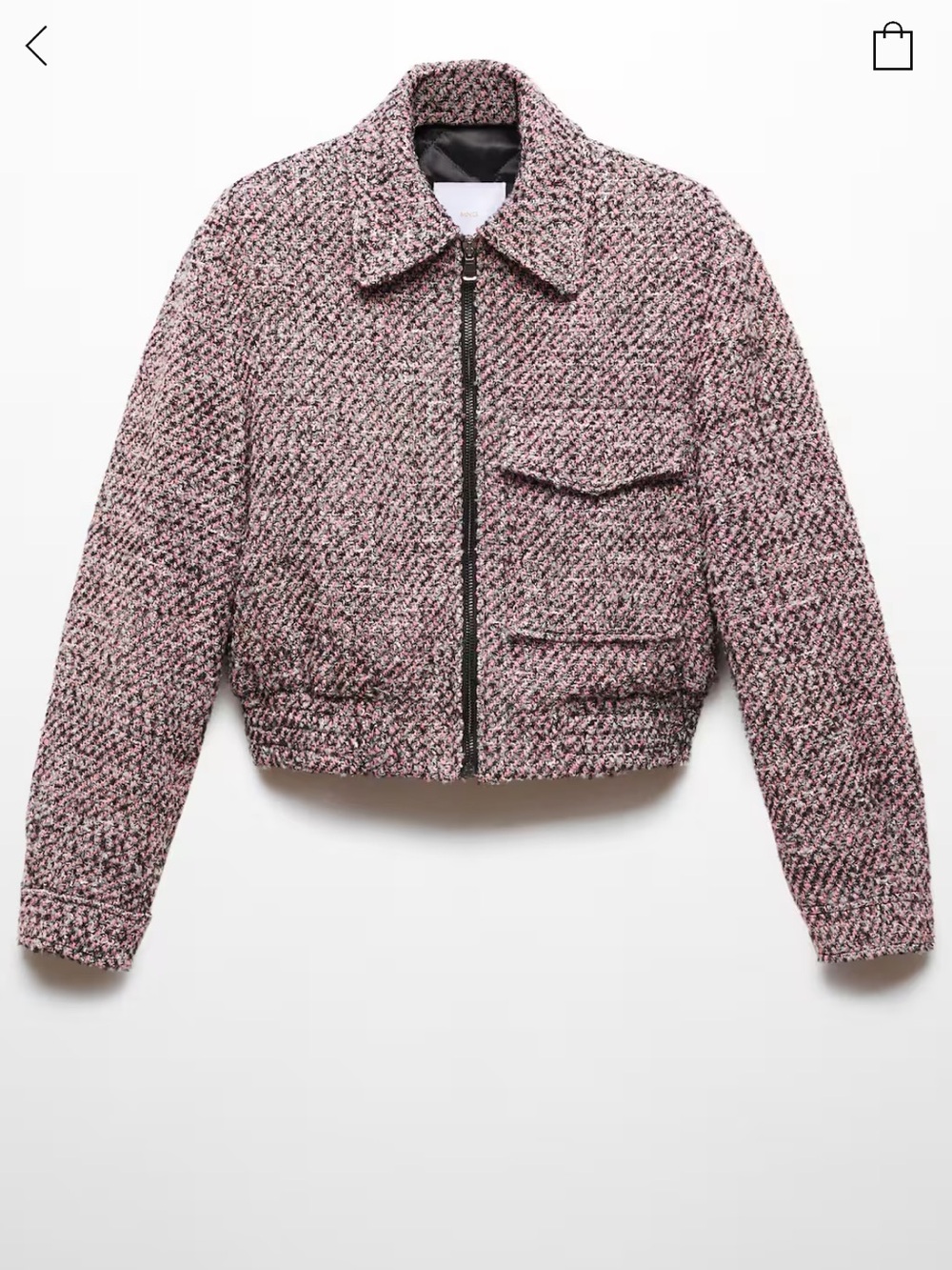Mango Tweed Bomber Jacket - Picture 8 of 17
